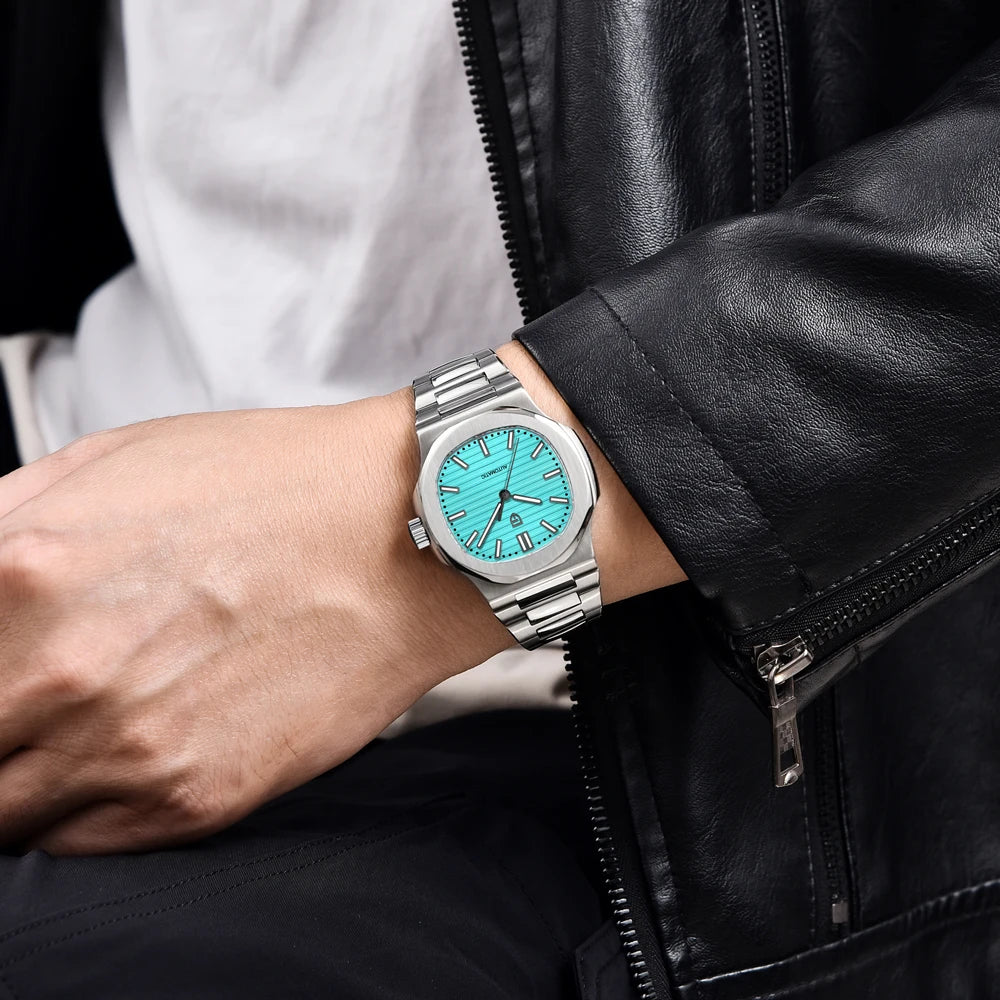 New man DESIGN Automatic luxury Pugani Mechanical Watch With glasses anti-Reflective Sapphire Light needles, man sport Watch, Local Delivery