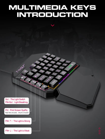 Kit Mobilador Gamer Kit Gaming Keyboard Mouse Mobile Games Converter 3 In 1 Combo One Hand Keyboard for PUBG Mobile Games TF900