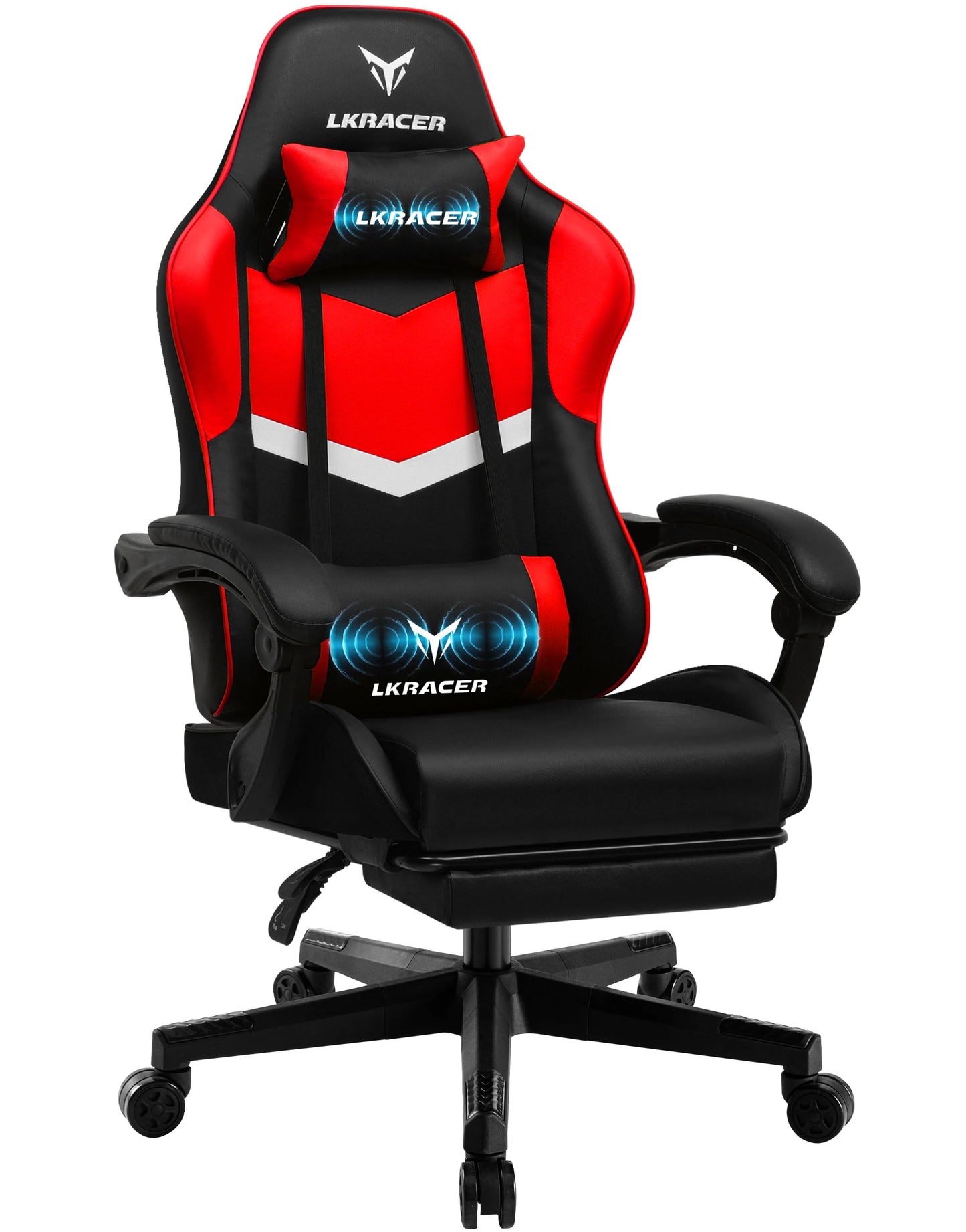 LUCK RACER Gaming chair with footrest Office Chair Ergonomic with Adjustable Loin Pillows, Pillow Gaming Chair