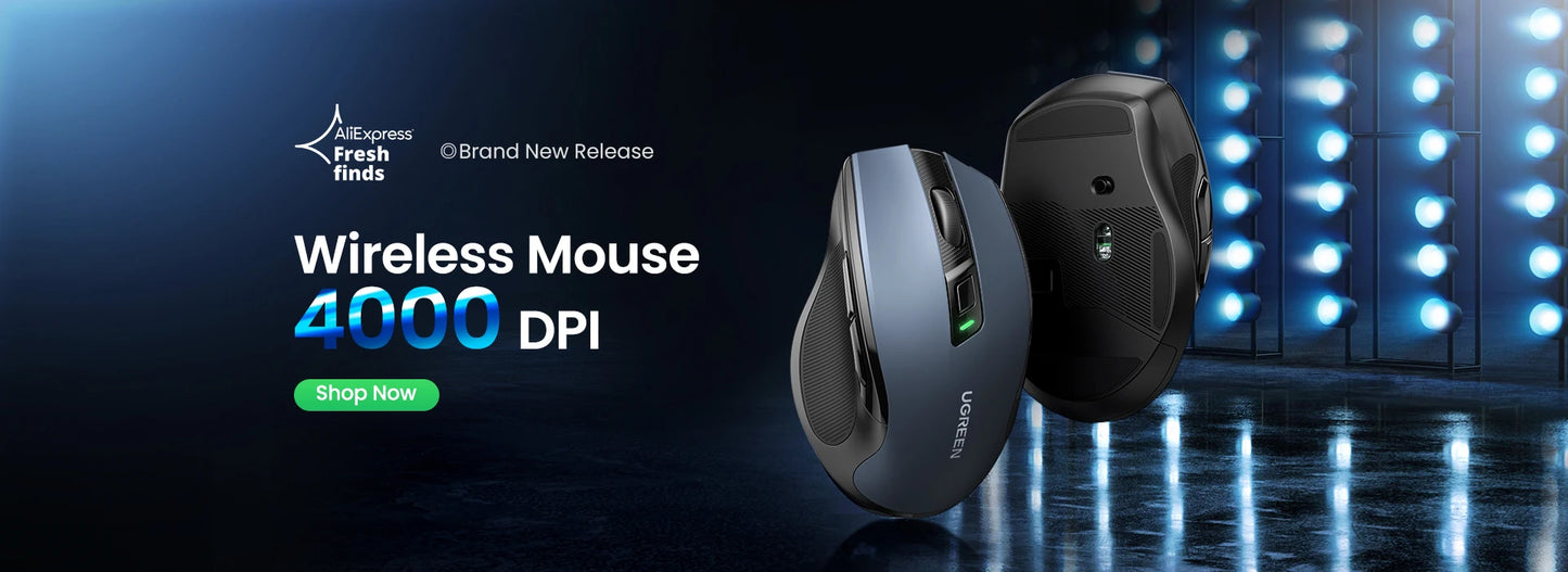 UGREEN Mouse Wireless Ergonomic Mouse 2.4GHz 4000 DPI Silent 6 Buttons For MacBook Tablet Laptop PC Mute Mice Quiet 2.4G Mouse