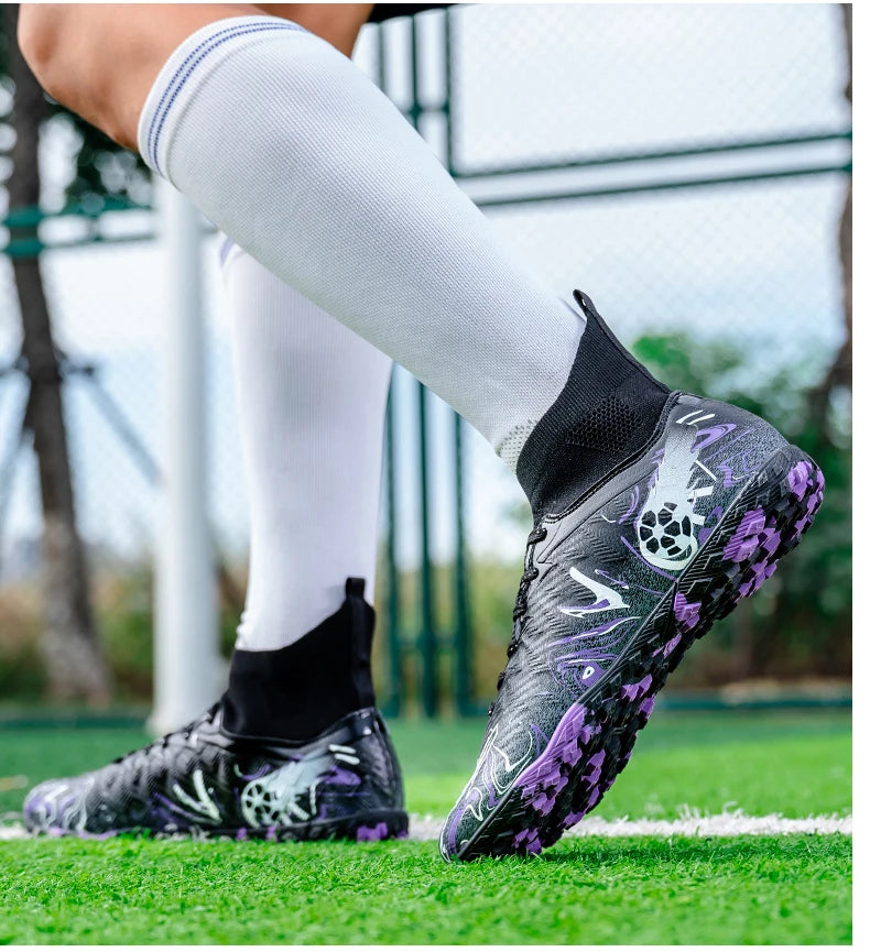 ro Performance HighCut Soccer Boots FG TF Studs Breathable Lightweight Cleats for Outdoor Grass and Turf Training Matches