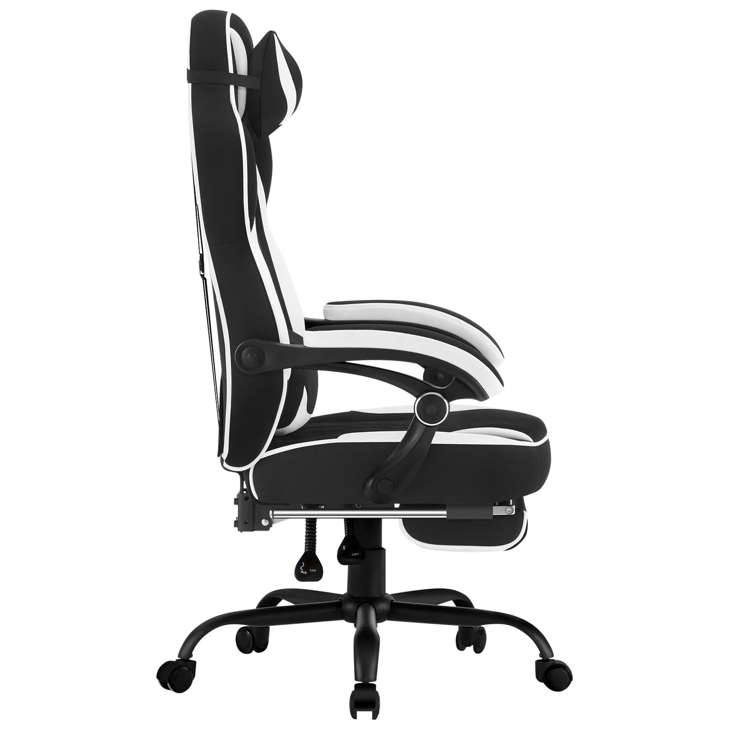 WOLTU Swivel Gaming Chair with Pocket Spring Cushion Ergonomic Office Chair Wide Seat Footrest Rotatable Computer Armchair