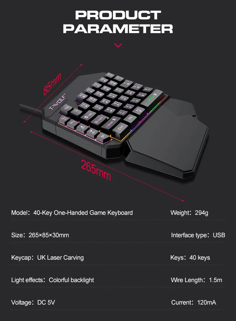 Kit Mobilador Gamer Kit Gaming Keyboard Mouse Mobile Games Converter 3 In 1 Combo One Hand Keyboard for PUBG Mobile Games TF900