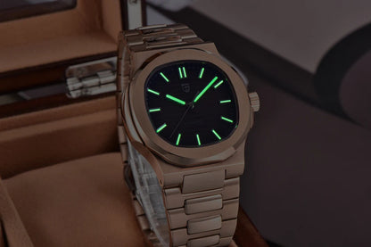 New man DESIGN Automatic luxury Pugani Mechanical Watch With glasses anti-Reflective Sapphire Light needles, man sport Watch, Local Delivery