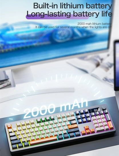 Spanish Wireless Keyboard Russian Spanish Arabic Korean 100% Keyboard Layout With Volume Knob TK100 RGB Light Type C Bluetooth