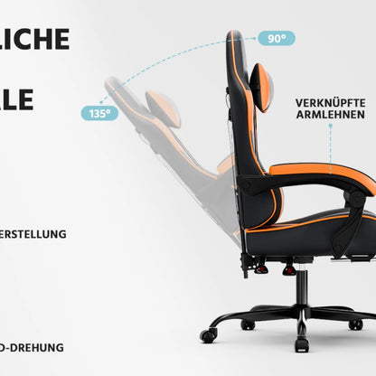 Gaming Stuhl Ergonomischer Gaming Sessel mit Lendenstütze, Atmungsaktiver PU-Leder Bürostuhl,Bequemer Computerstuhl, belastbar 2