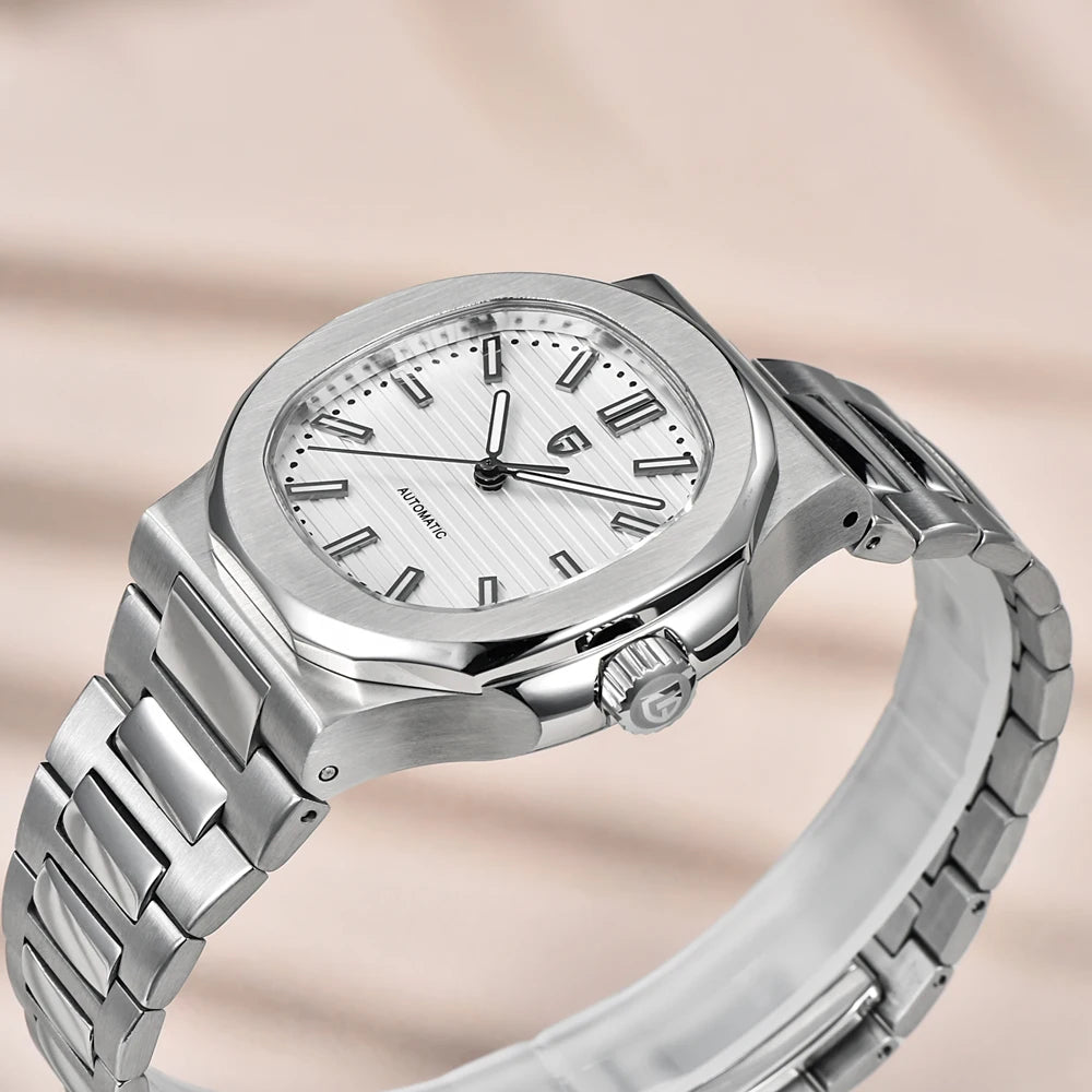 New man DESIGN Automatic luxury Pugani Mechanical Watch With glasses anti-Reflective Sapphire Light needles, man sport Watch, Local Delivery