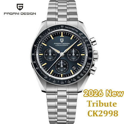 PAGANI DESIGN New men’s watches, luxury quartz watch, speed chronograph, AR sapphire glasses, 100M water-resistant, business watch 2026, EU local shipping