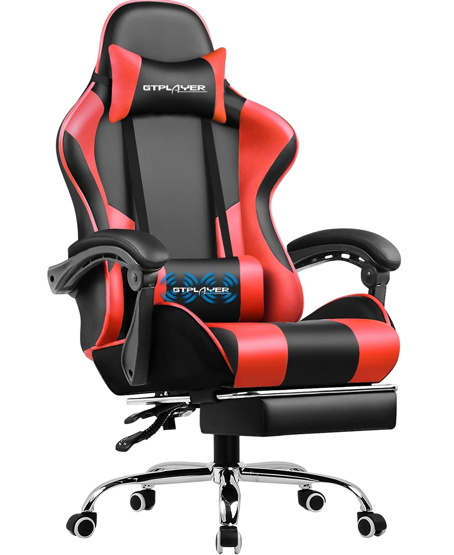 GTPLAYER Gaming chair with Massage Ergonomic Desk chair Footrest Headrest Rotary chair for office and Gamers