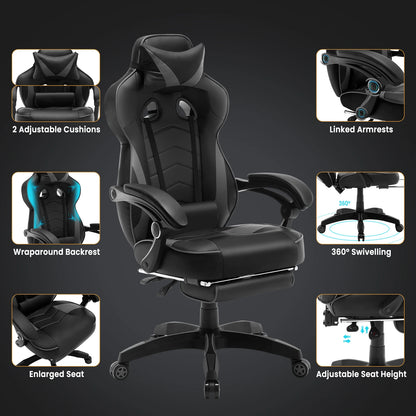 WOLTU Racing Gaming Chair Swivel Desk Office Computer Chair Sports Seat with Headrest Lumbar Cushion Footrest Gamer Chair
