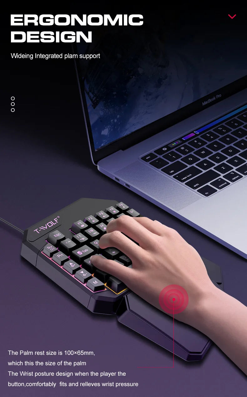 Kit Mobilador Gamer Kit Gaming Keyboard Mouse Mobile Games Converter 3 In 1 Combo One Hand Keyboard for PUBG Mobile Games TF900