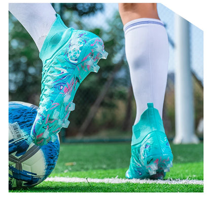 ro Performance HighCut Soccer Boots FG TF Studs Breathable Lightweight Cleats for Outdoor Grass and Turf Training Matches