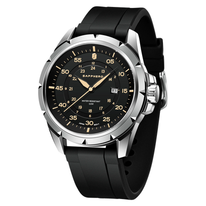 Orologio da uomo SAPPHERO – Orologio al quarzo di lusso, impermeabile fino a 50 m, dotato di un meccanismo importato e di una cassa in acciaio inossidabile – Un’idea regalo ideale per l’uomo.