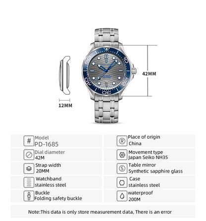 PAGANI DESIGN 2026 New V2 Waves 200M Taucheruhr für Herren, modische Luxus-Automatikuhr mit AR-Saphirglas, Herren-Armbanduhr