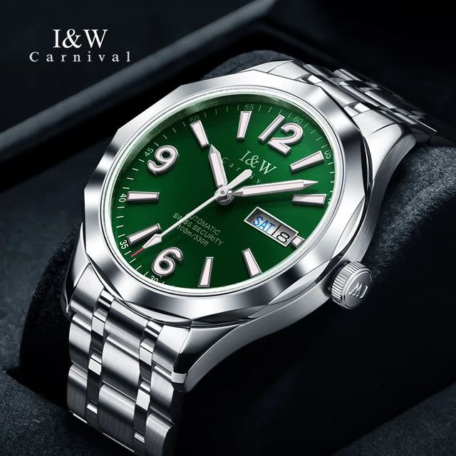 Reloj CARNIVAL Mens Tungsten Mechanical Watch Brand Luxury NH36 Automatic Movement Wristwatches for Men Waterproof Montre Homme