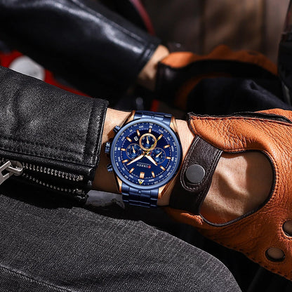 Orologio da uomo CURREN – Orologio di tendenza di un marchio prestigioso, modello di lusso, impermeabile, in acciaio, stile sportivo, cronografo al quarzo