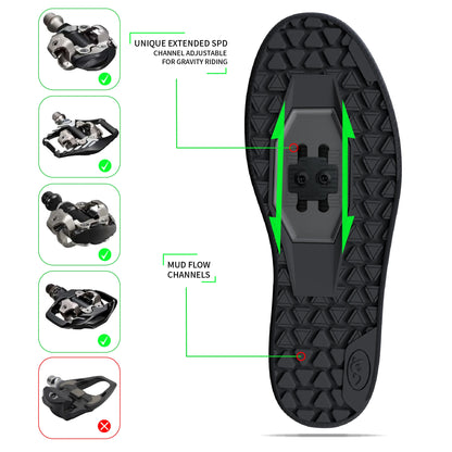 Sandugo Cycling Shoes for Men Suitable for Mountain Bike Downhill Uphill and Indoor Bicycle Compatible With SPD and Flat Pedal