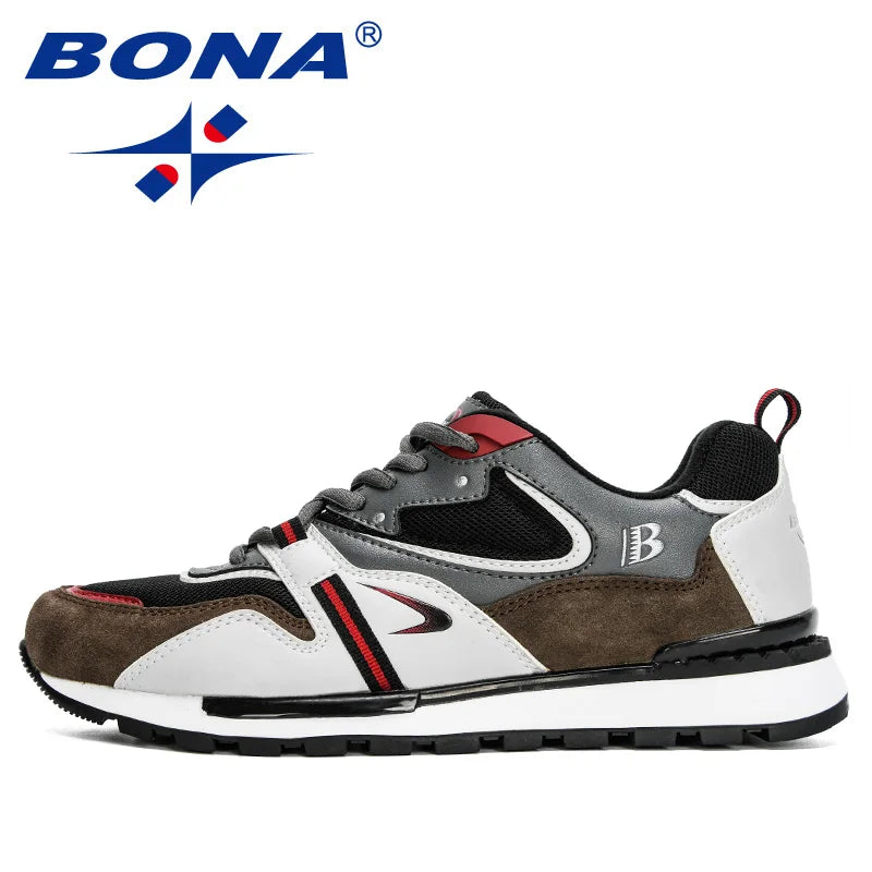 BONA New Designers Scarpe sportive in pelle action da uomo, sneakers da running, scarpe da tennis maschili, calzature da camminata trendy per il fitness