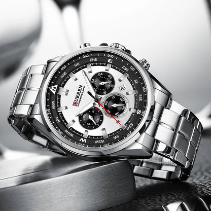 Orologio da uomo CURREN – Orologio di tendenza di un marchio prestigioso, modello di lusso, impermeabile, in acciaio, stile sportivo, cronografo al quarzo