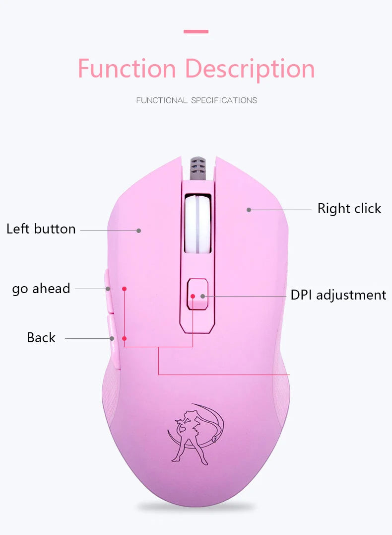 UTHAI DB49 Wired luminous pink mouse 1600 (dpi) computer accessories peripheral cute girl girl gaming mouse