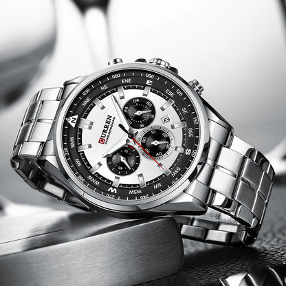 Orologio da uomo CURREN – Orologio di tendenza di un marchio prestigioso, modello di lusso, impermeabile, in acciaio, stile sportivo, cronografo al quarzo