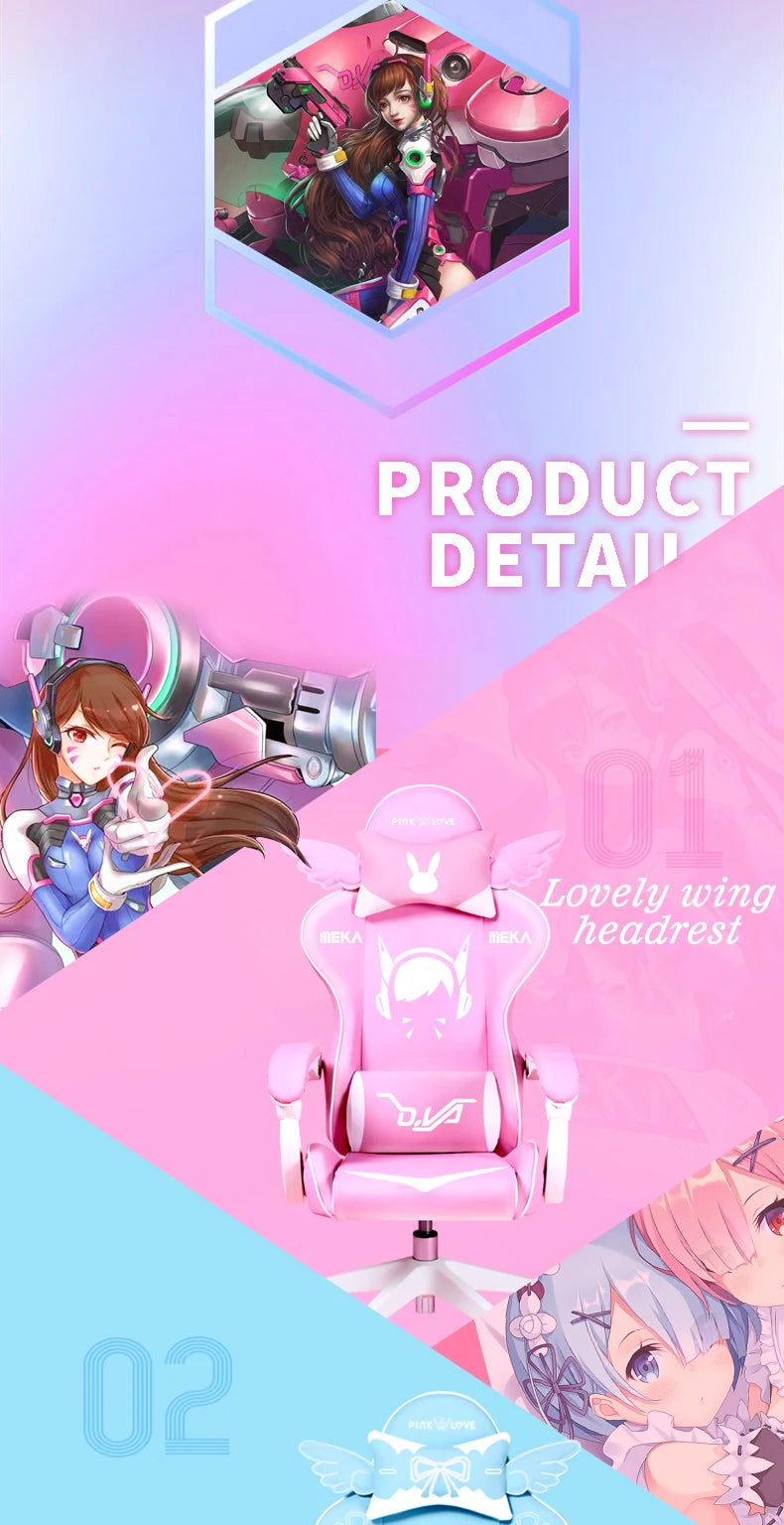 Cute Electronic music girl pink Shilla gaming Chair home Office casual Computer Chair lifting rotating cartoon cartoon chair