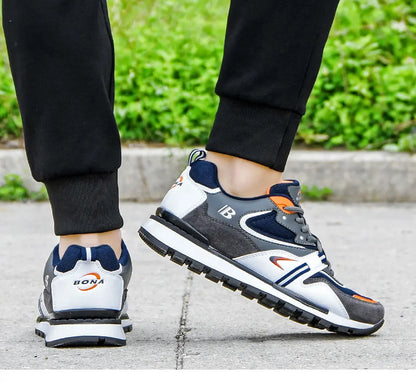 BONA New Designers Scarpe sportive in pelle action da uomo, sneakers da running, scarpe da tennis maschili, calzature da camminata trendy per il fitness