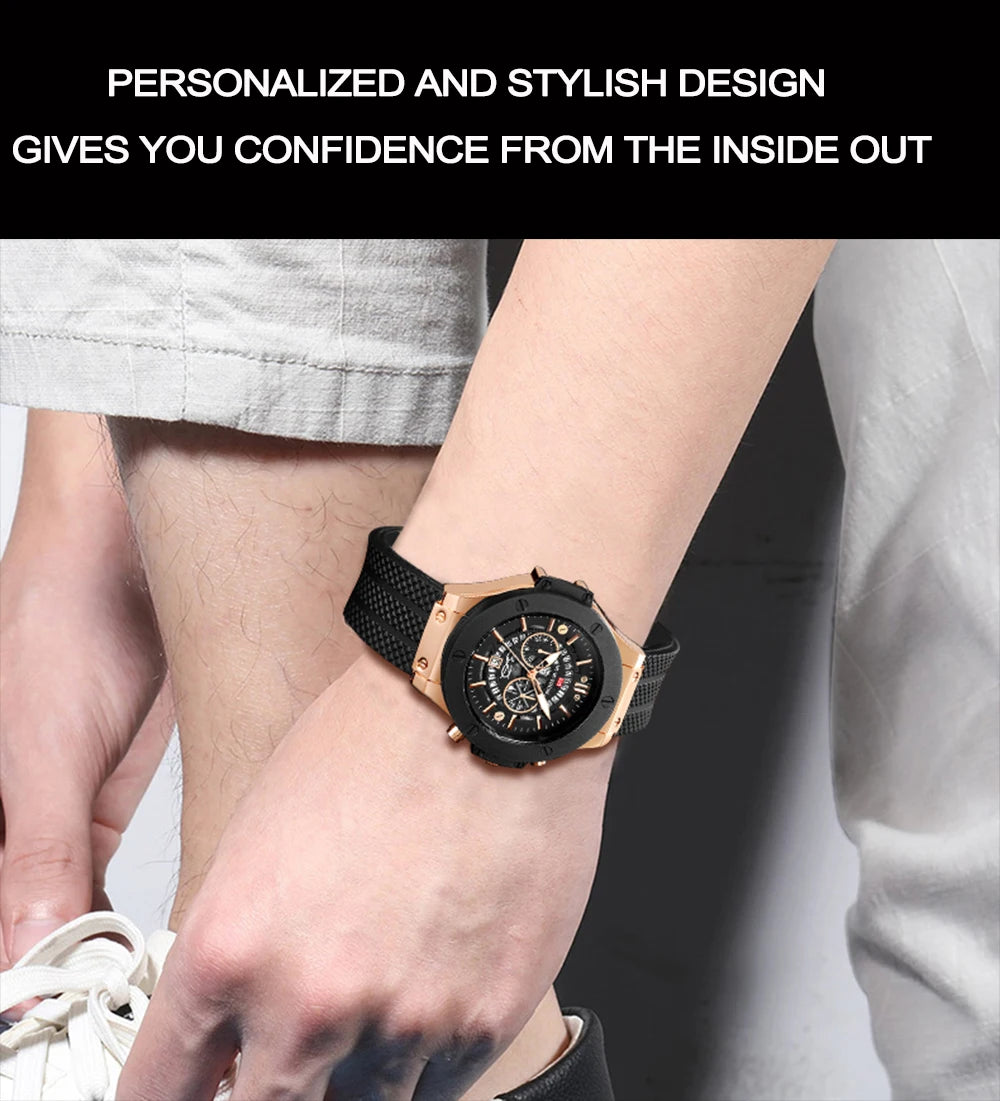 Montre pour homme de luxe, sportive, bracelet en silicone, mouvement japonais, calendrier, quartz, étanche – Relogio Masculino