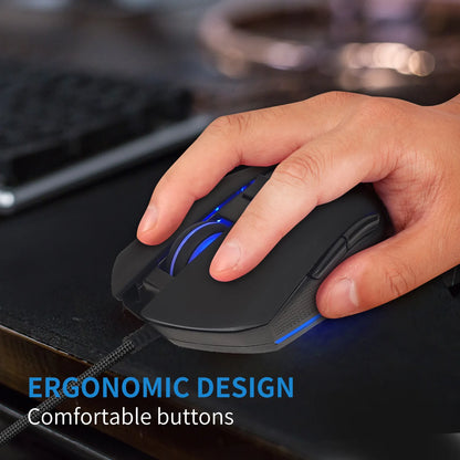 USB-C Wired Gaming Mouse with RGB Backlight, 2400 DPI Silent Computer Mouse for Type-C Laptop, Ergonomic USB-C Gaming Mouse for PC & Notebook