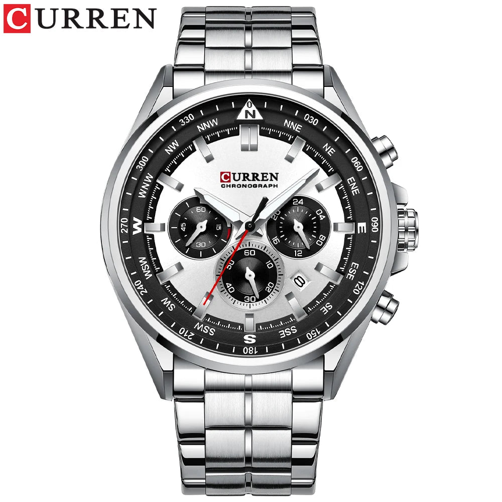 Orologio da uomo CURREN – Orologio di tendenza di un marchio prestigioso, modello di lusso, impermeabile, in acciaio, stile sportivo, cronografo al quarzo