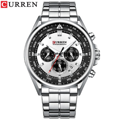 Orologio da uomo CURREN – Orologio di tendenza di un marchio prestigioso, modello di lusso, impermeabile, in acciaio, stile sportivo, cronografo al quarzo