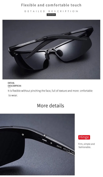 Cook Shark's new aluminum magnesium sunglasses men's sunglasses HD polarized driving drivers color glasses tide