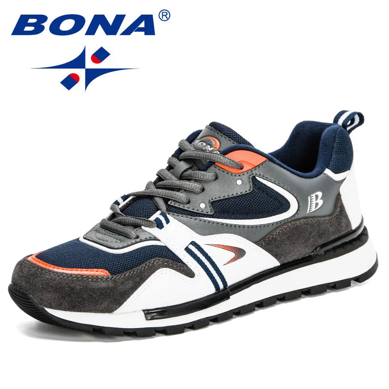 BONA New Designers Scarpe sportive in pelle action da uomo, sneakers da running, scarpe da tennis maschili, calzature da camminata trendy per il fitness
