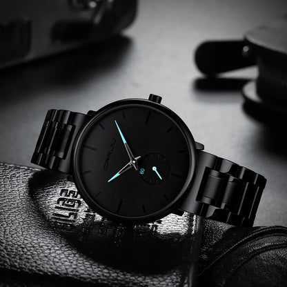 Orologio da uomo CRRJU – Orologio da polso in acciaio inossidabile, stile casual e lussuoso, impermeabile, orologio sportivo al quarzo da uomo