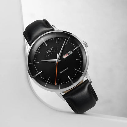 Japan MIYOTA Automatic Watch 3D Curved Sapphire Mechanical Wristwatches Waterproof Leather Strap Double Calendar Watches for Men