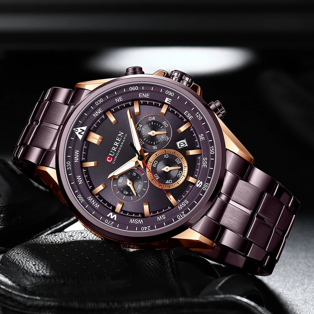 Orologio da uomo CURREN – Orologio di tendenza di un marchio prestigioso, modello di lusso, impermeabile, in acciaio, stile sportivo, cronografo al quarzo