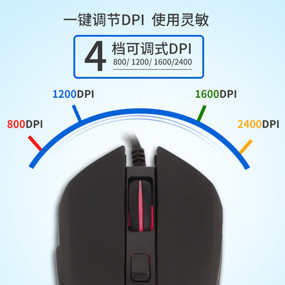 USB-C Wired Gaming Mouse with RGB Backlight, 2400 DPI Silent Computer Mouse for Type-C Laptop, Ergonomic USB-C Gaming Mouse for PC & Notebook
