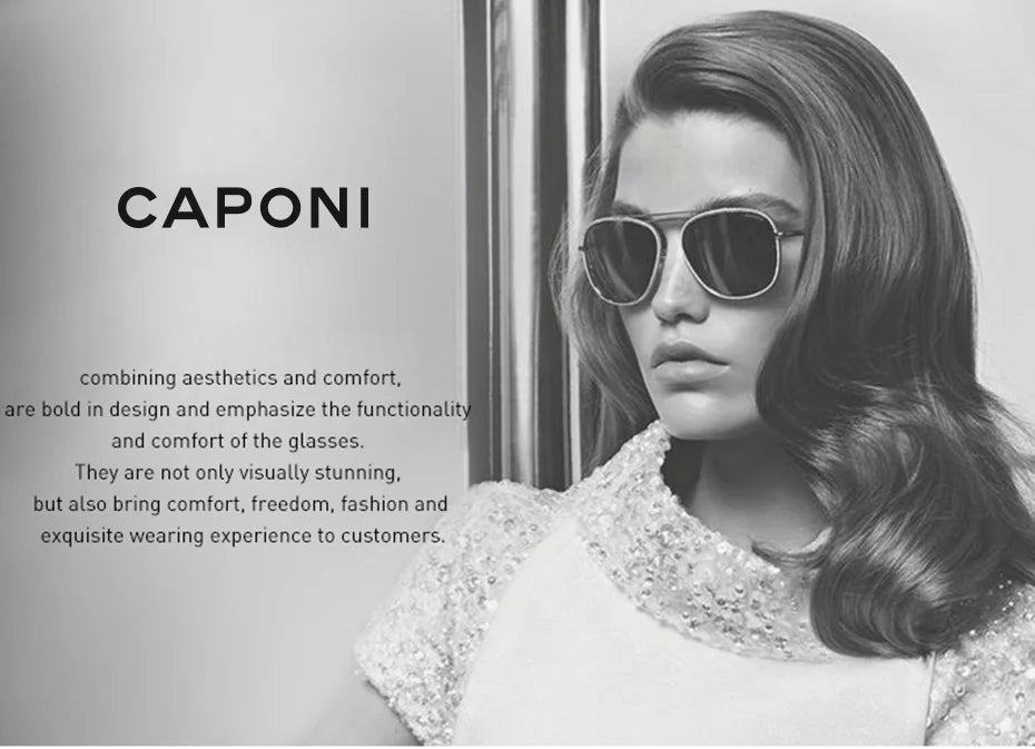 Óculos de sol de design da marca CAPONI para mulher, estilo retro, para raparigas, estilo coreano, polarizados, com proteção UV, modelo BH31031
