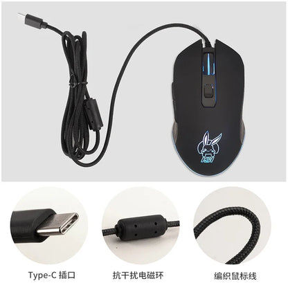 USB-C Wired Gaming Mouse with RGB Backlight, 2400 DPI Silent Computer Mouse for Type-C Laptop, Ergonomic USB-C Gaming Mouse for PC & Notebook