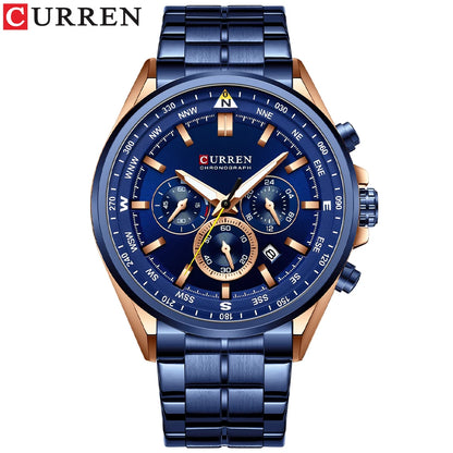 Orologio da uomo CURREN – Orologio di tendenza di un marchio prestigioso, modello di lusso, impermeabile, in acciaio, stile sportivo, cronografo al quarzo