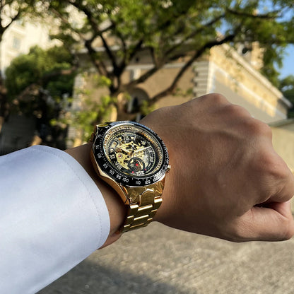 Orologio da uomo Winner – Design sportivo, lunetta lavorata, stile di tendenza, marchio di prestigio, orologio automatico con meccanismo a vista (scheletrato)