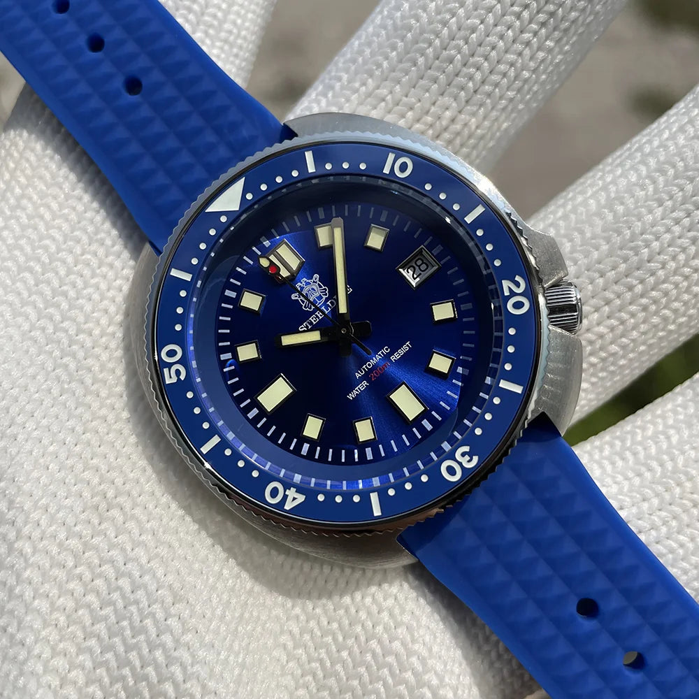 SD1970 STEELDIVE Brand 44MM Sapphire Glass with Transparent AR Coating Cermaic Bezel NH35 Movement Automatic Dive Watch Turtle