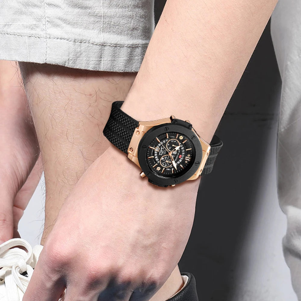 Montre pour homme de luxe, sportive, bracelet en silicone, mouvement japonais, calendrier, quartz, étanche – Relogio Masculino