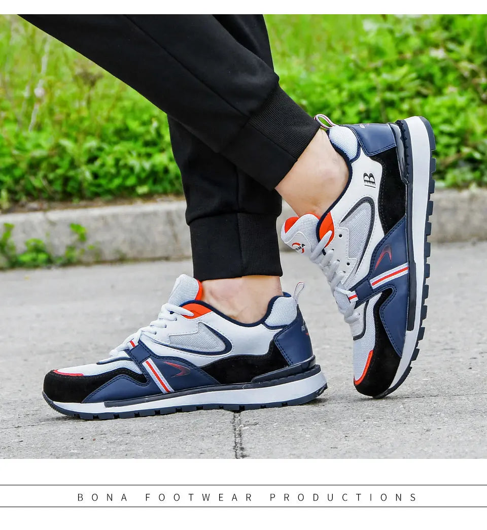BONA New Designers Scarpe sportive in pelle action da uomo, sneakers da running, scarpe da tennis maschili, calzature da camminata trendy per il fitness