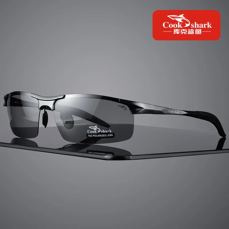 Cook Shark's new aluminum magnesium sunglasses men's sunglasses HD polarized driving drivers color glasses tide