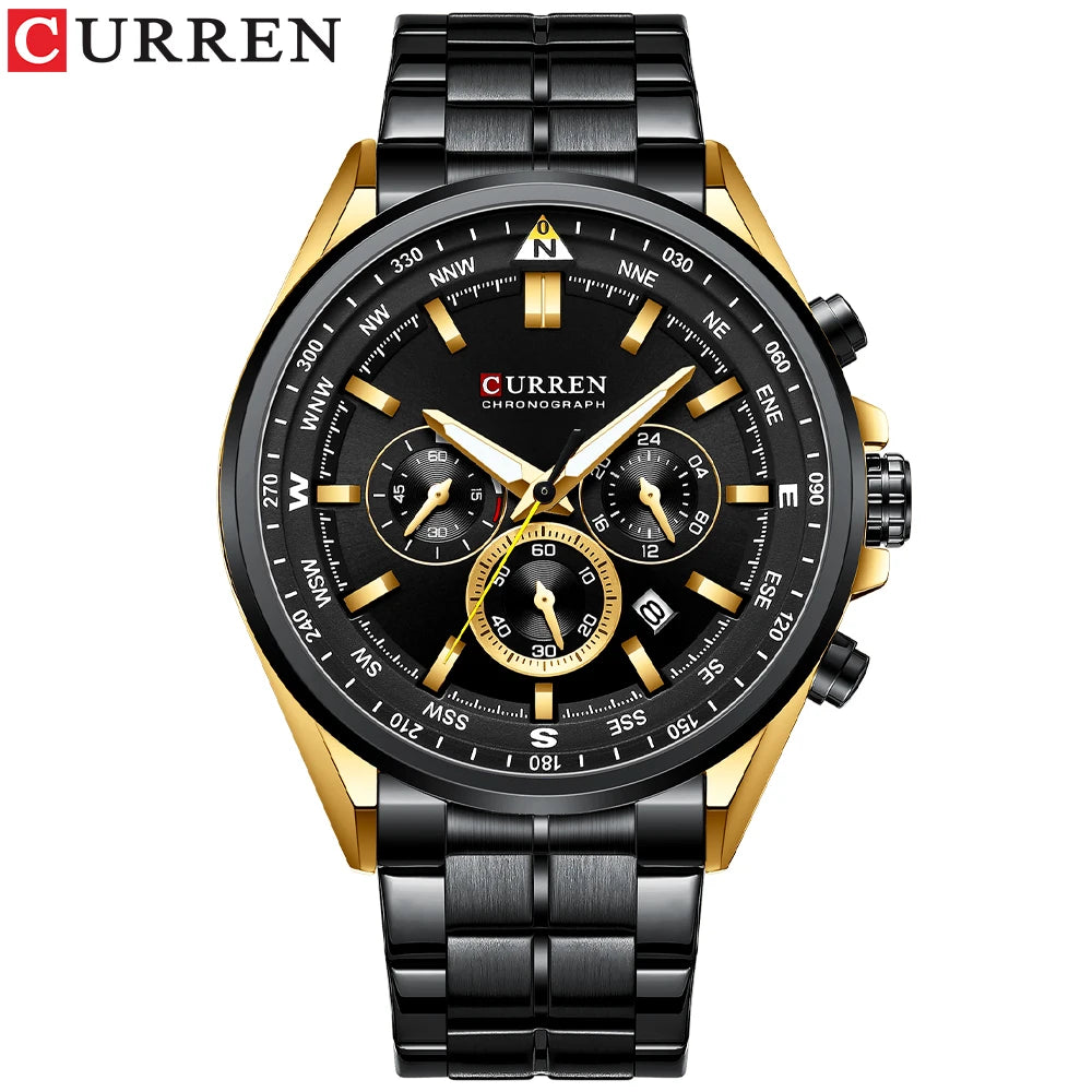 Orologio da uomo CURREN – Orologio di tendenza di un marchio prestigioso, modello di lusso, impermeabile, in acciaio, stile sportivo, cronografo al quarzo