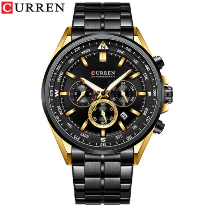 Orologio da uomo CURREN – Orologio di tendenza di un marchio prestigioso, modello di lusso, impermeabile, in acciaio, stile sportivo, cronografo al quarzo