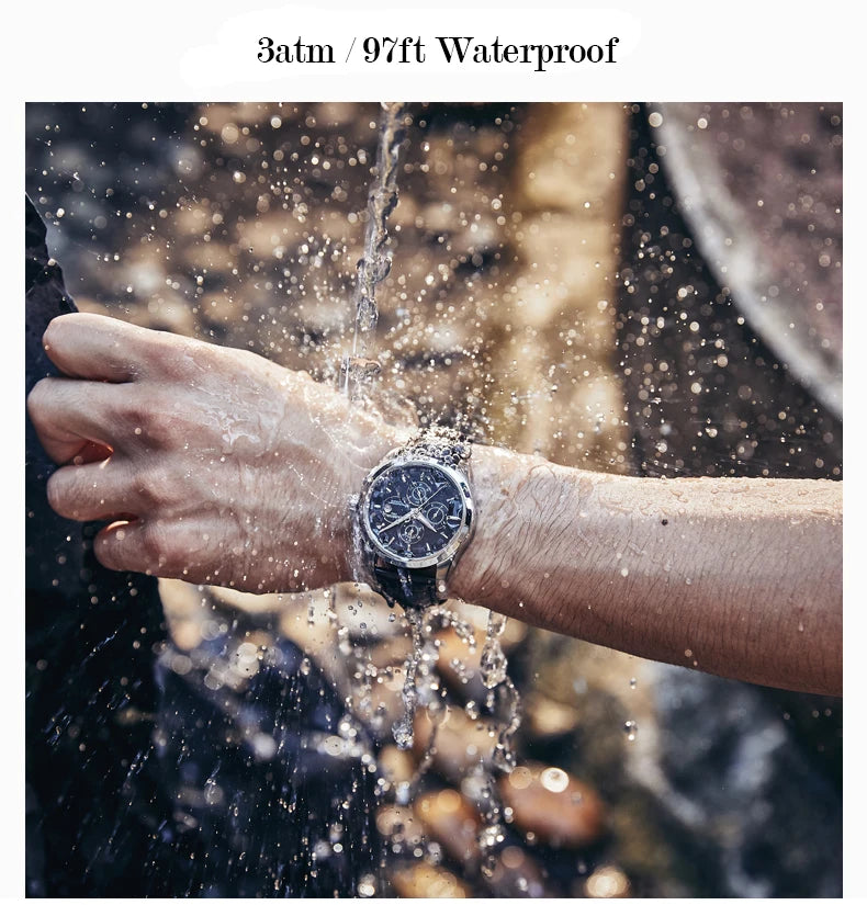 relogio masculino New Carnival Automatic Watches Men Business Mechanical Clock Leather Strap Waterproof Luxuey Brand Clock
