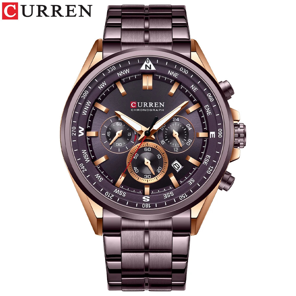Orologio da uomo CURREN – Orologio di tendenza di un marchio prestigioso, modello di lusso, impermeabile, in acciaio, stile sportivo, cronografo al quarzo
