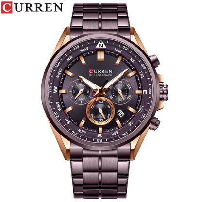 Orologio da uomo CURREN – Orologio di tendenza di un marchio prestigioso, modello di lusso, impermeabile, in acciaio, stile sportivo, cronografo al quarzo